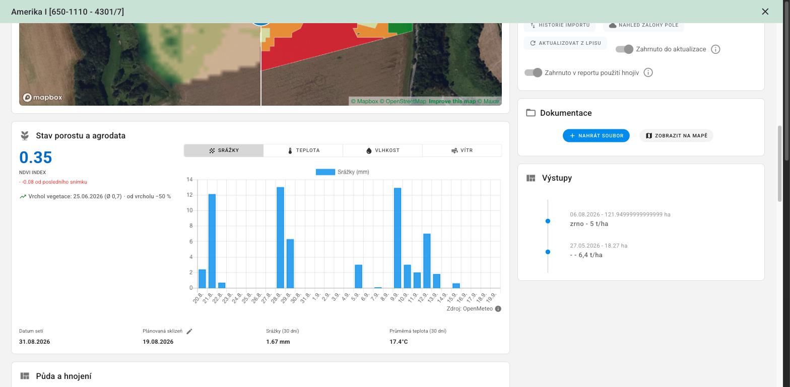 Stav porostu a agrodata